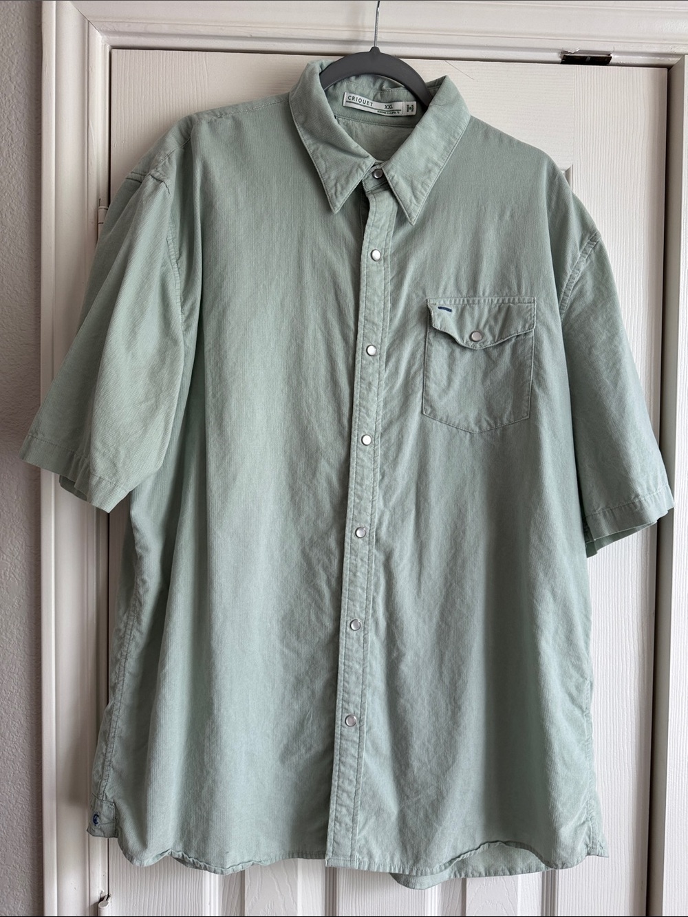 Casual Mint Green Short-Sleeve Button-Up Shirt